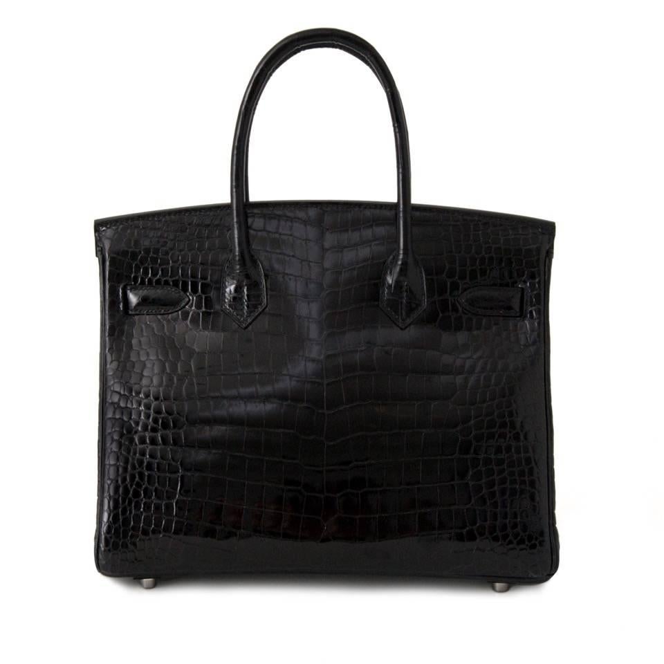 hermès black porosus lisse birkin 35cm handbag  guaranteed authentic  vintage  pre-owned  wgaca
