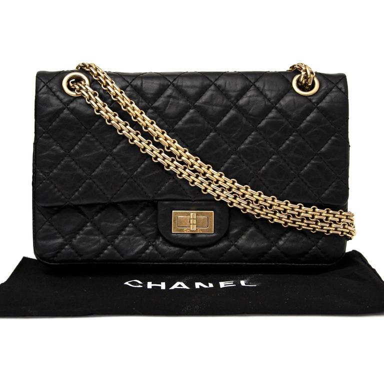 Chanel 2.55 Reissue 225 Double Flap Bag in Black at 1stDibs | chanel ...