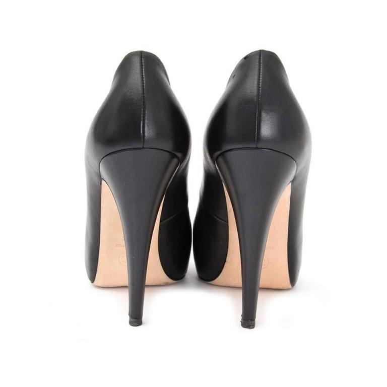 Chanel Black Leather Patent Cap Toe Pumps at 1stDibs | black chanel ...