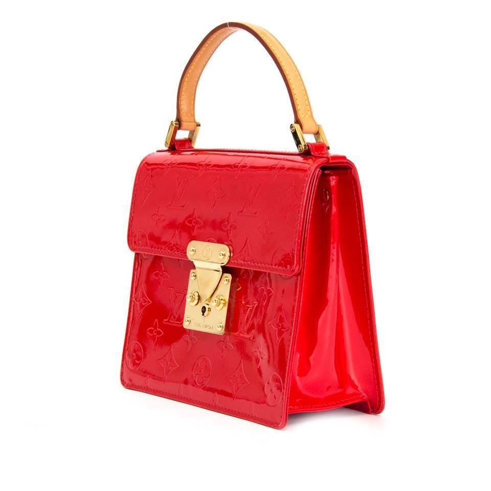 Rare Louis Vuitton Red Monogram Vernis Spring Street Tote Bag at 1stdibs