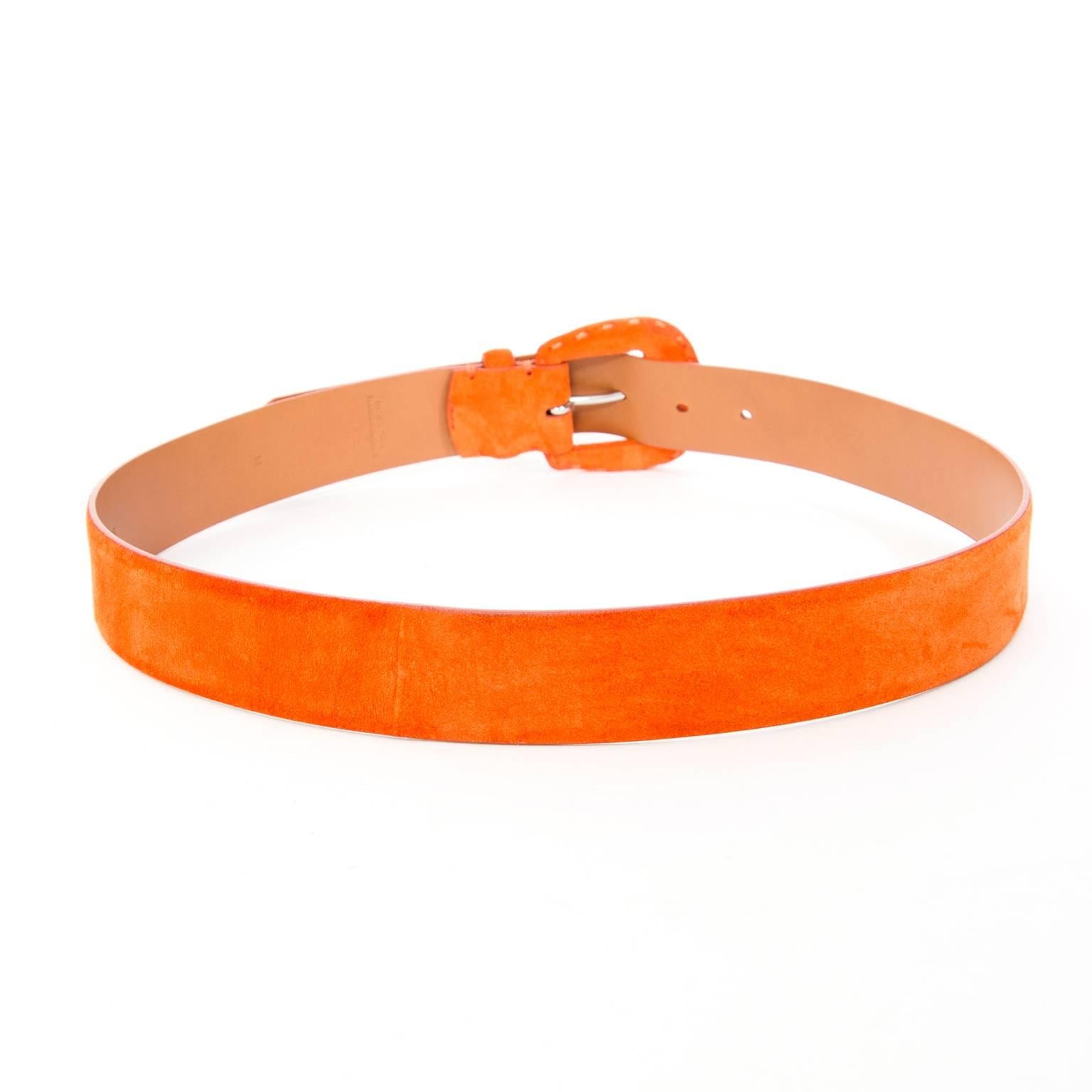 Women's Ralph Lauren Orange Suede Belt and Clutch Set