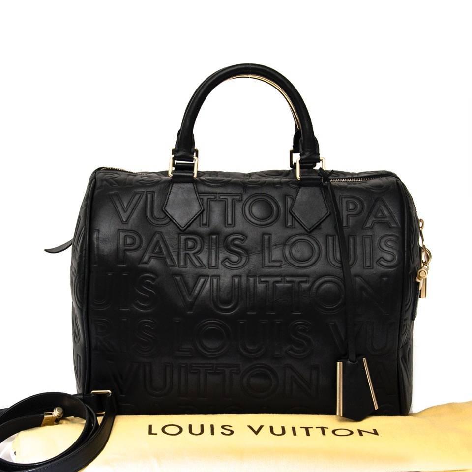 Louis Vuitton Limited Edition Black Embossed Leather Speedy Cube Bag at 1stdibs