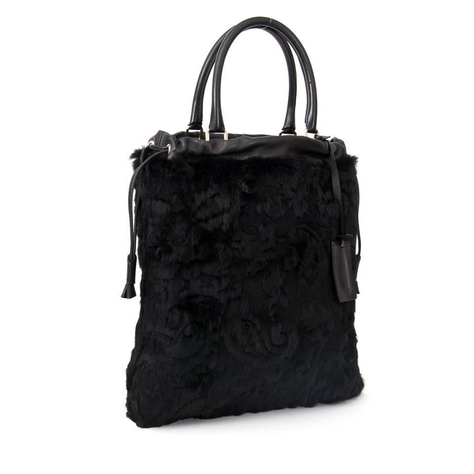 black fur tote