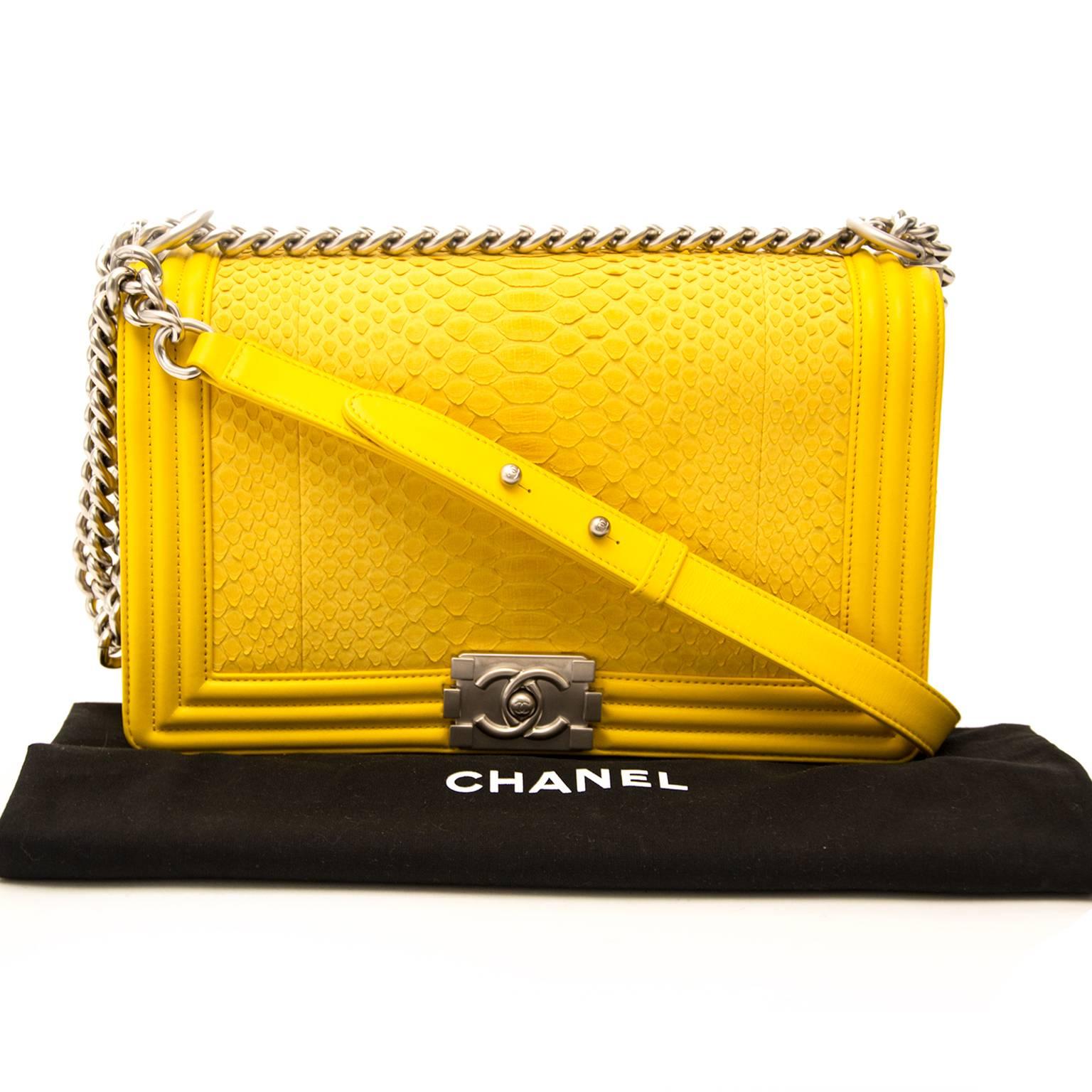 Limited Chanel Python Yellow New Medium Boy Bag  1