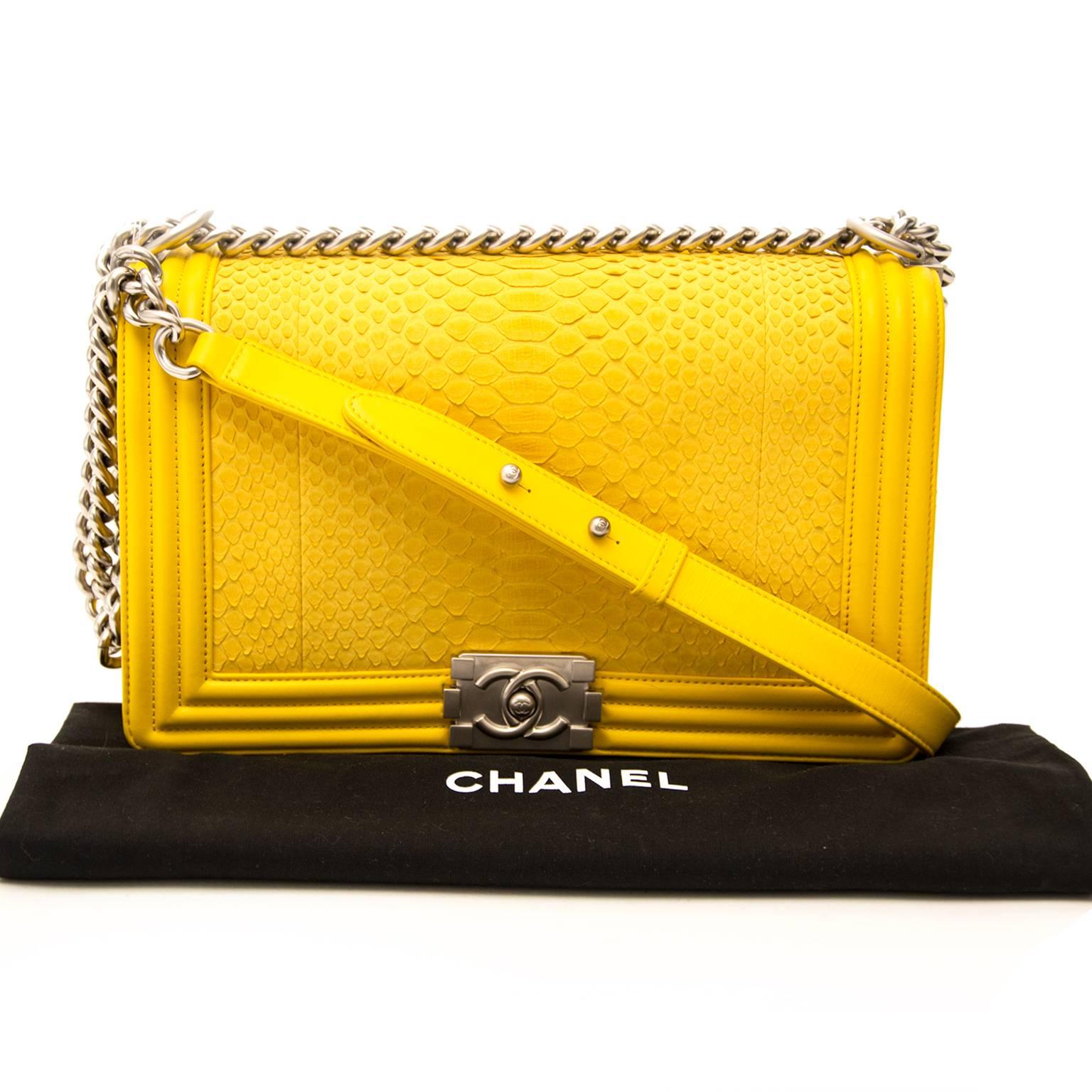 Limited Chanel Python Yellow New Medium Boy Bag 1