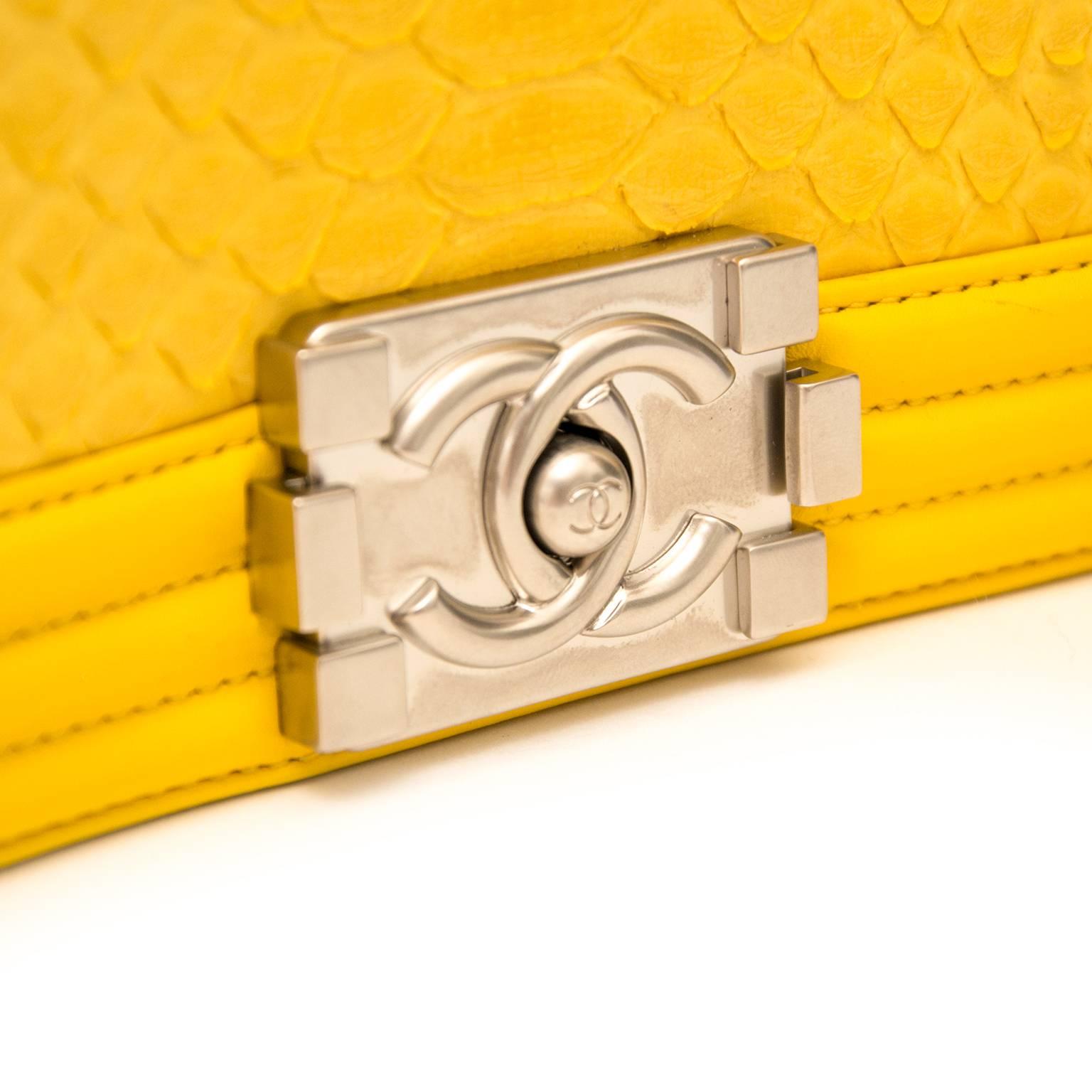 Limited Chanel Python Yellow New Medium Boy Bag 2
