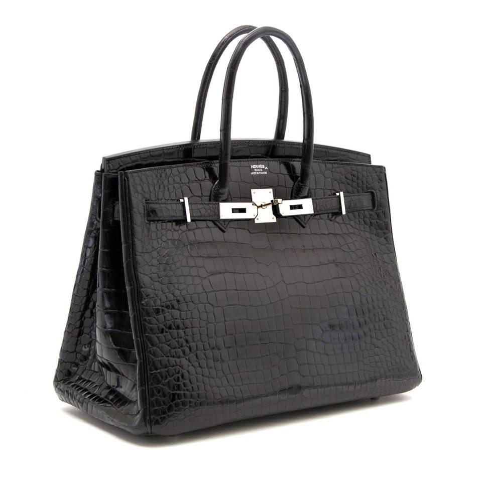 hermès birkin 35 crocodile porosus black ghw