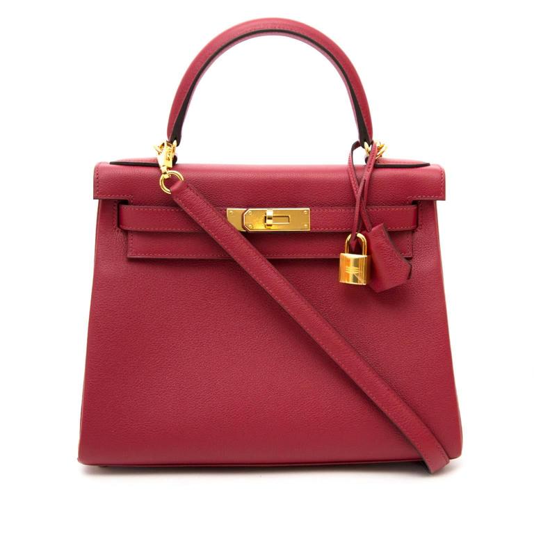 Brand New Hermès Kelly Retourne 28 cm Evercolor Rouge Grenat GHW