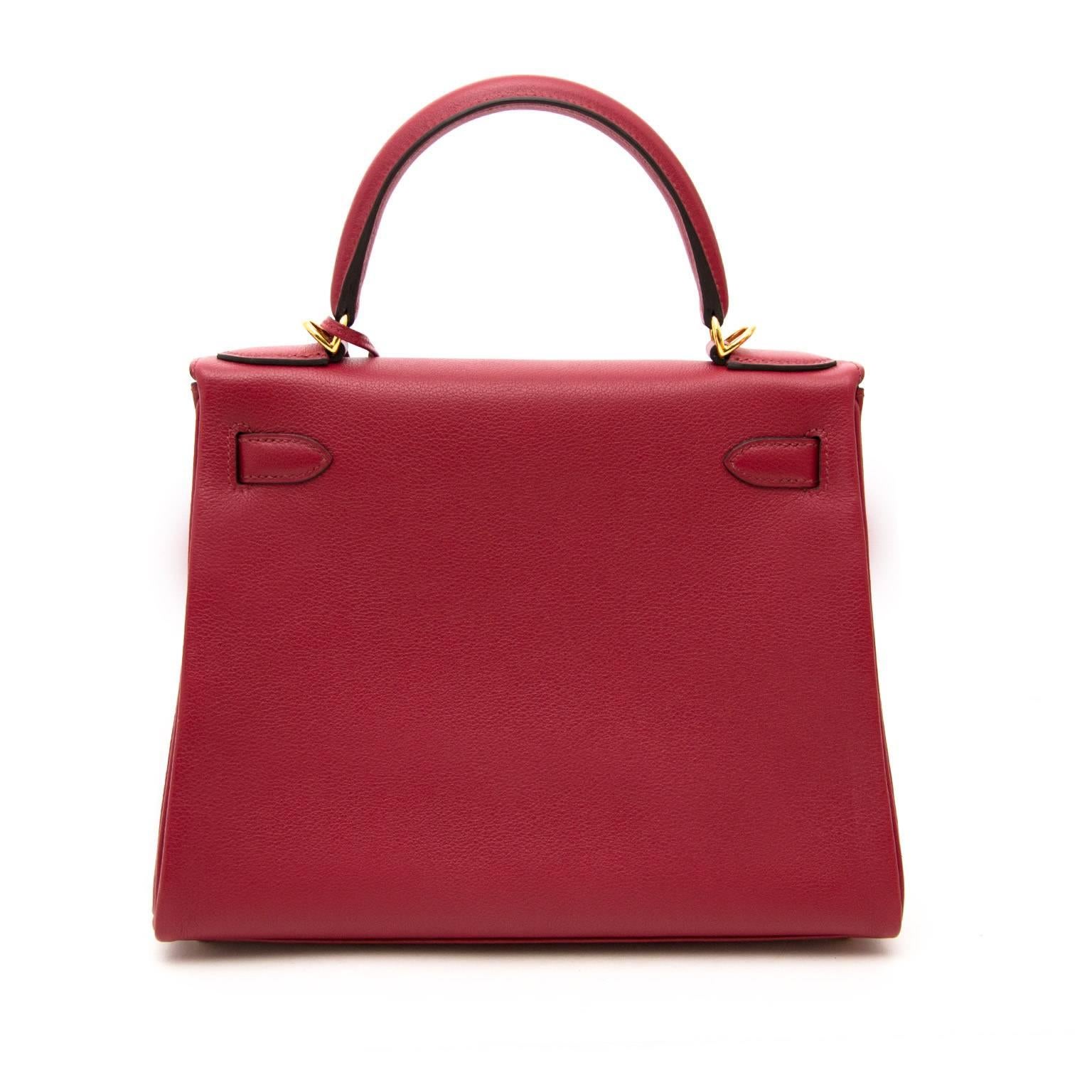 Red Brand New Hermès Kelly Retourne 28 cm Evercolor Rouge Grenat GHW