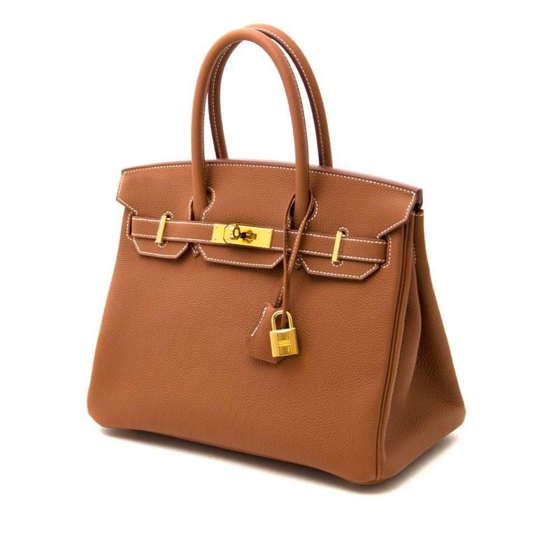 Hermes Birkin 30 Veau Togo Gold, GHW Handbag A-Stamp