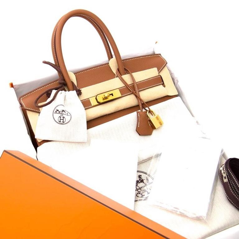 Hermes Birkin 30 Veau Togo Gold, GHW Handbag A-Stamp