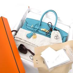 Hermes Birkin 35 Bleu Saint Cyr Torrion Clemence PHW