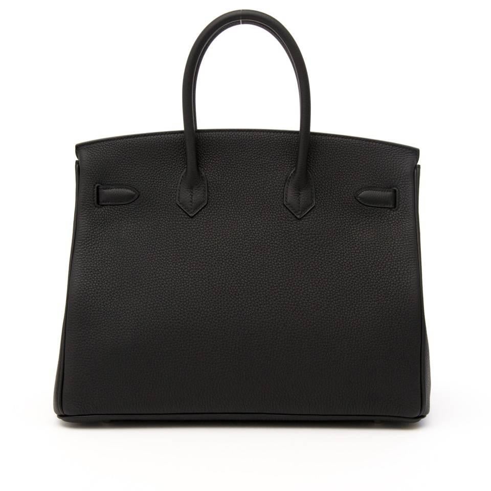 hermes birkin bag 35 togo black women's handbag - standard