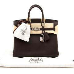 Hermes 25 Ebene Barenia Birkin Bag