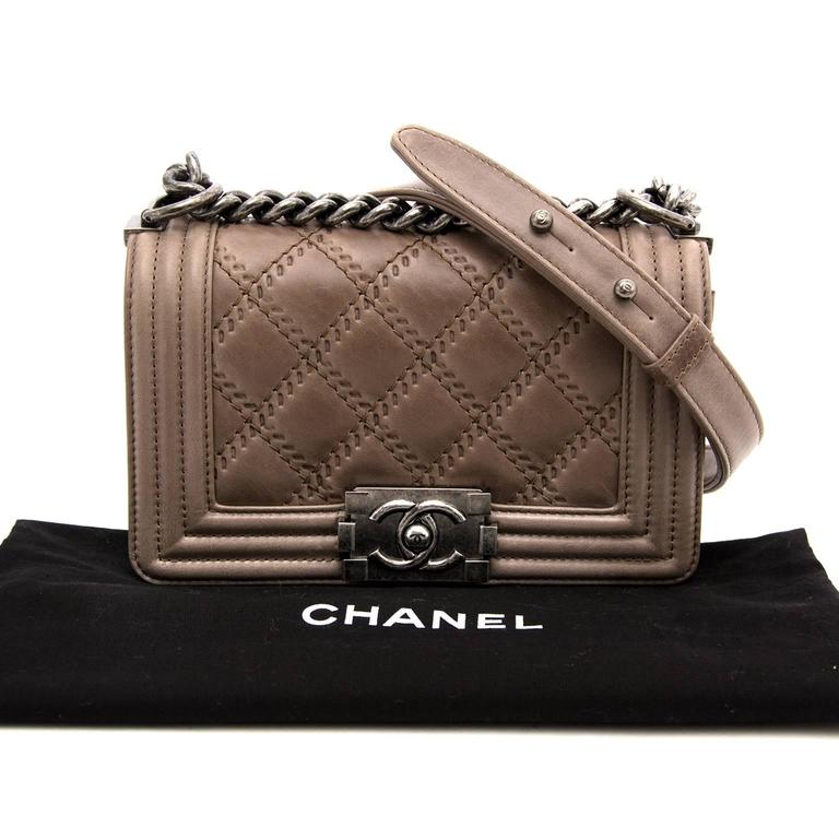 Chanel Taupe Quilted Boy Bag Small at 1stDibs | chanel boy bag taupe, chanel  boy taupe, chanel taupe bag