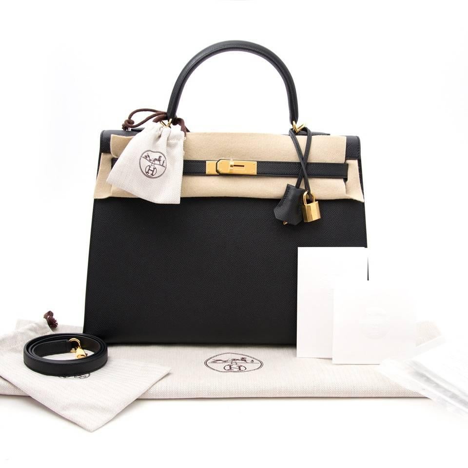 Brand New Black Hermes Kelly 35 Epsom  In New Condition In Antwerp, BE