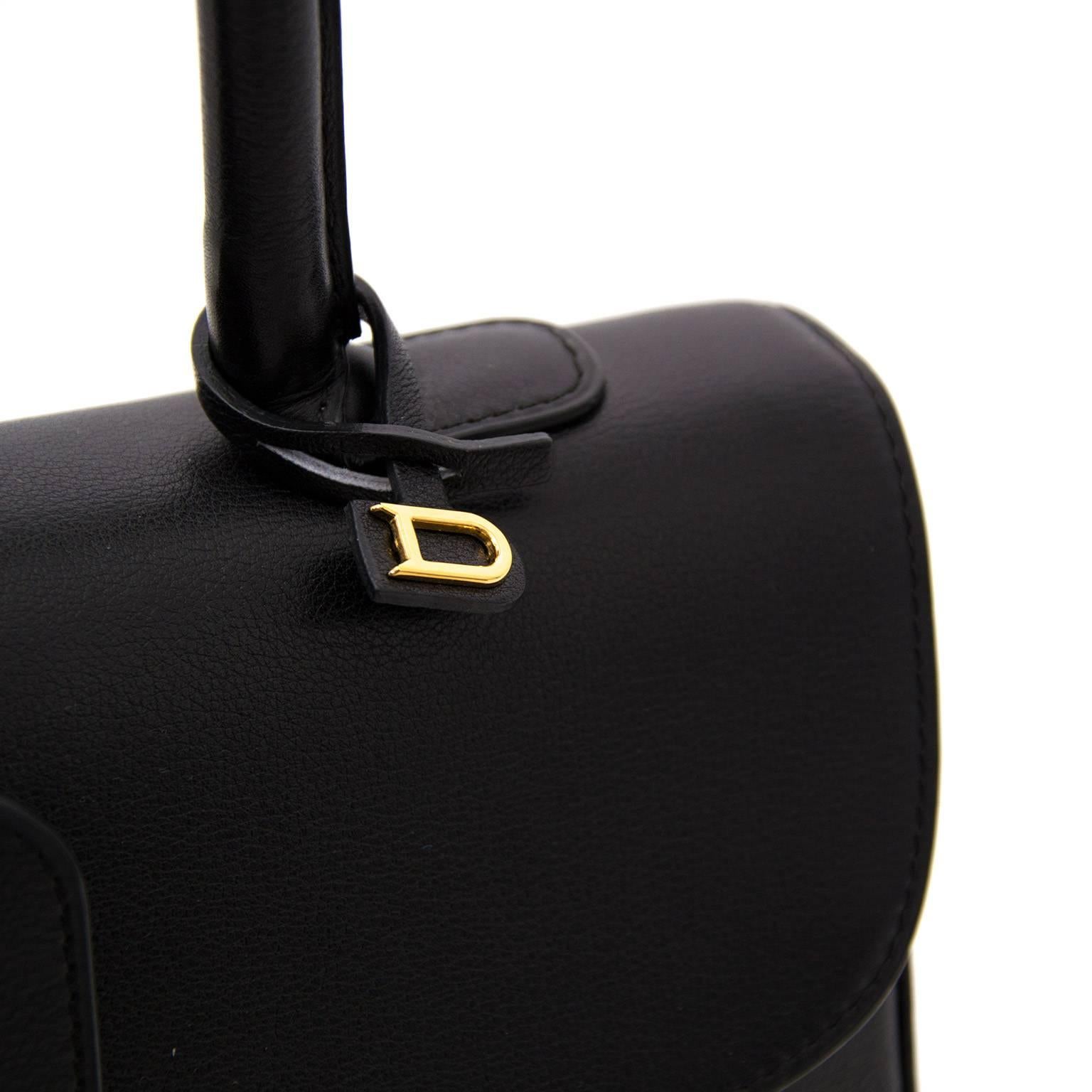 Delvaux Brillant MM Black Boxcalf GHW + STRAP  In Excellent Condition In Antwerp, BE