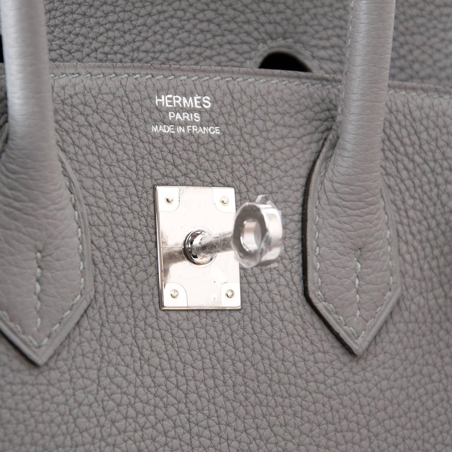 Gray Brand New Birkin 25 Gris Mouette Togo PHW