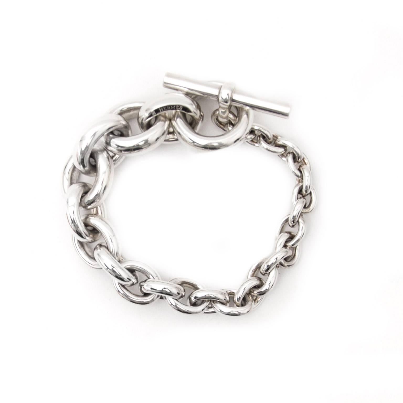 Contemporary Hermès Silver Link Toggle Bracelet