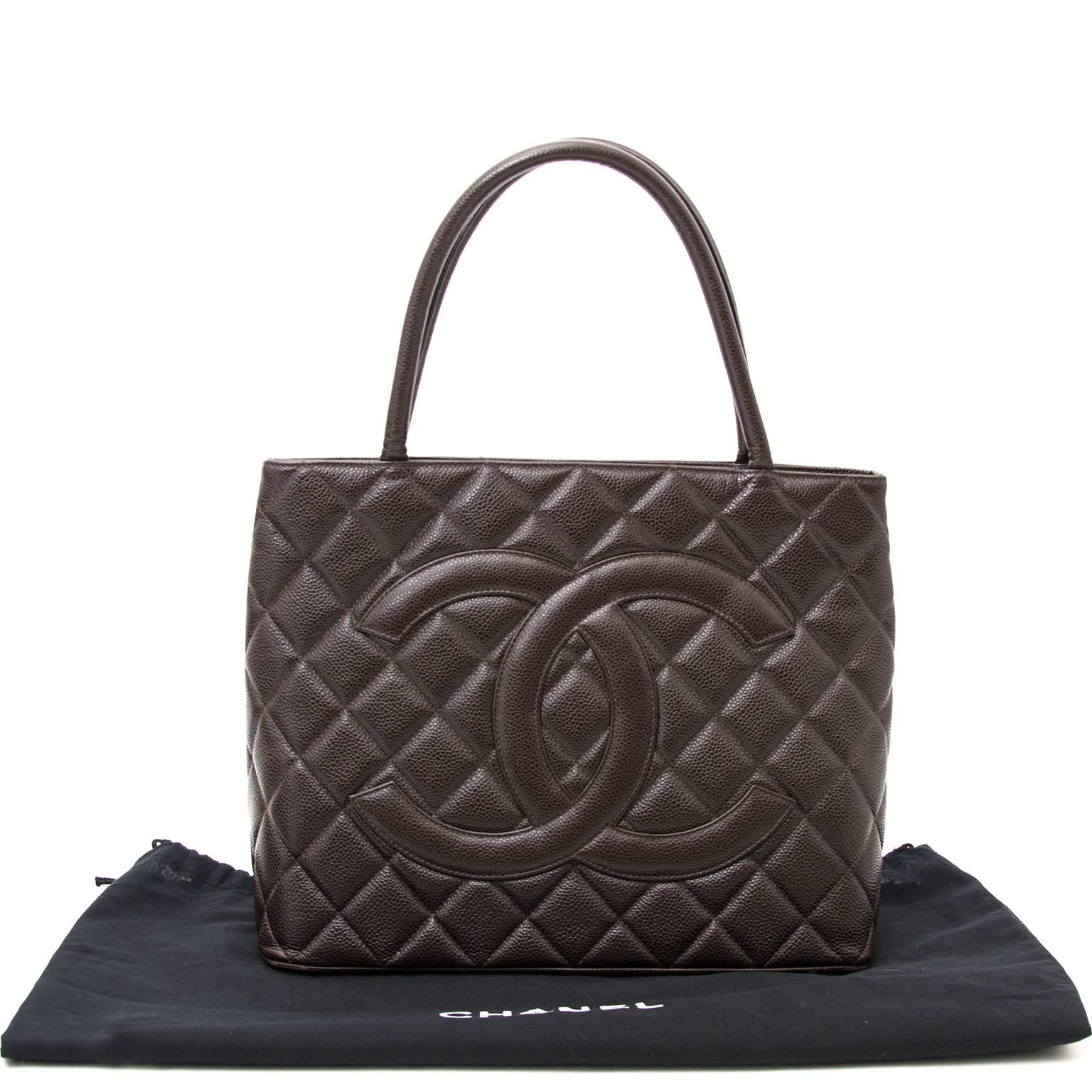 Women's Chanel Brown Caviar Quilted Shopping Tote 