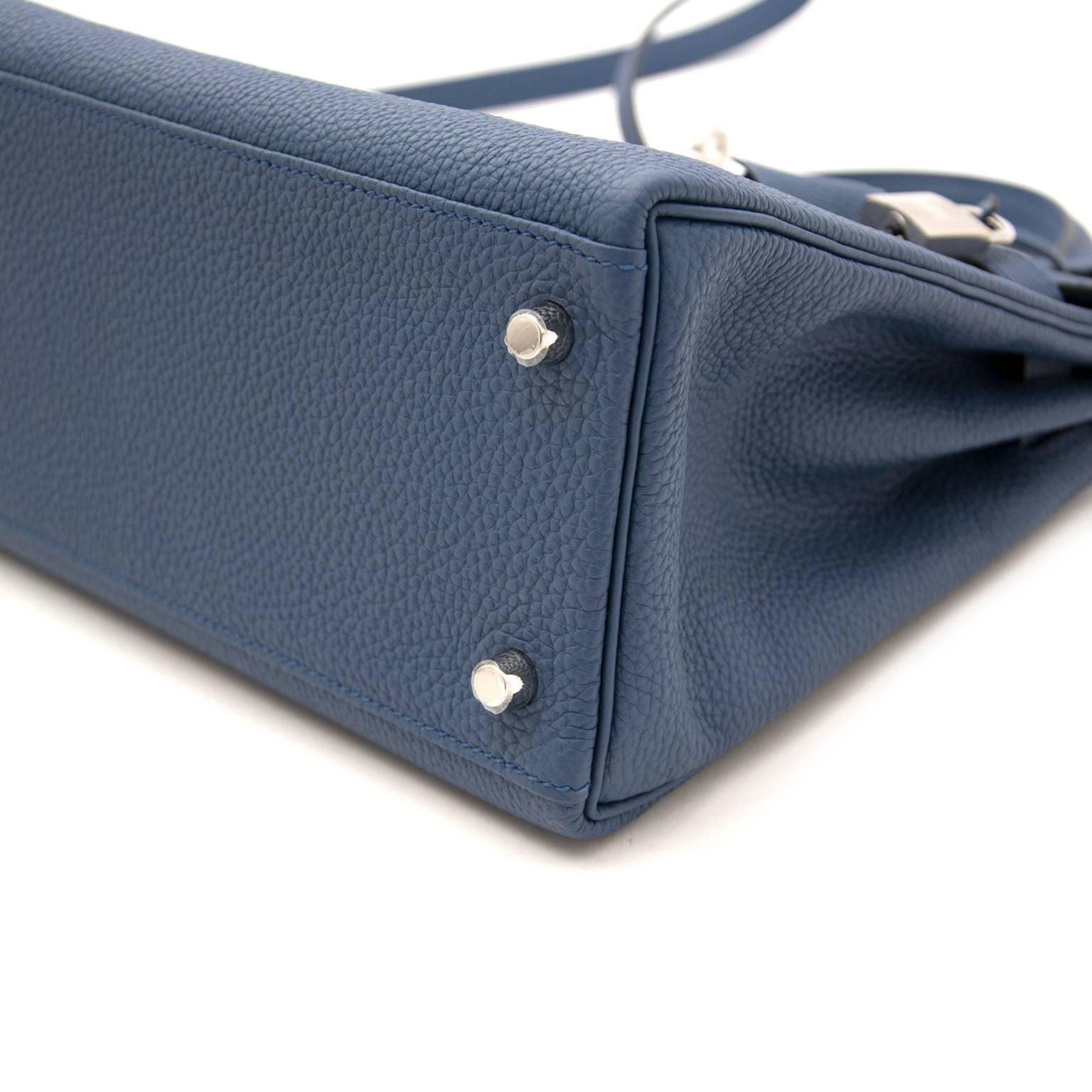 Blue Brand New Hermes Kelly 28 Bleu Agate Togo PHW