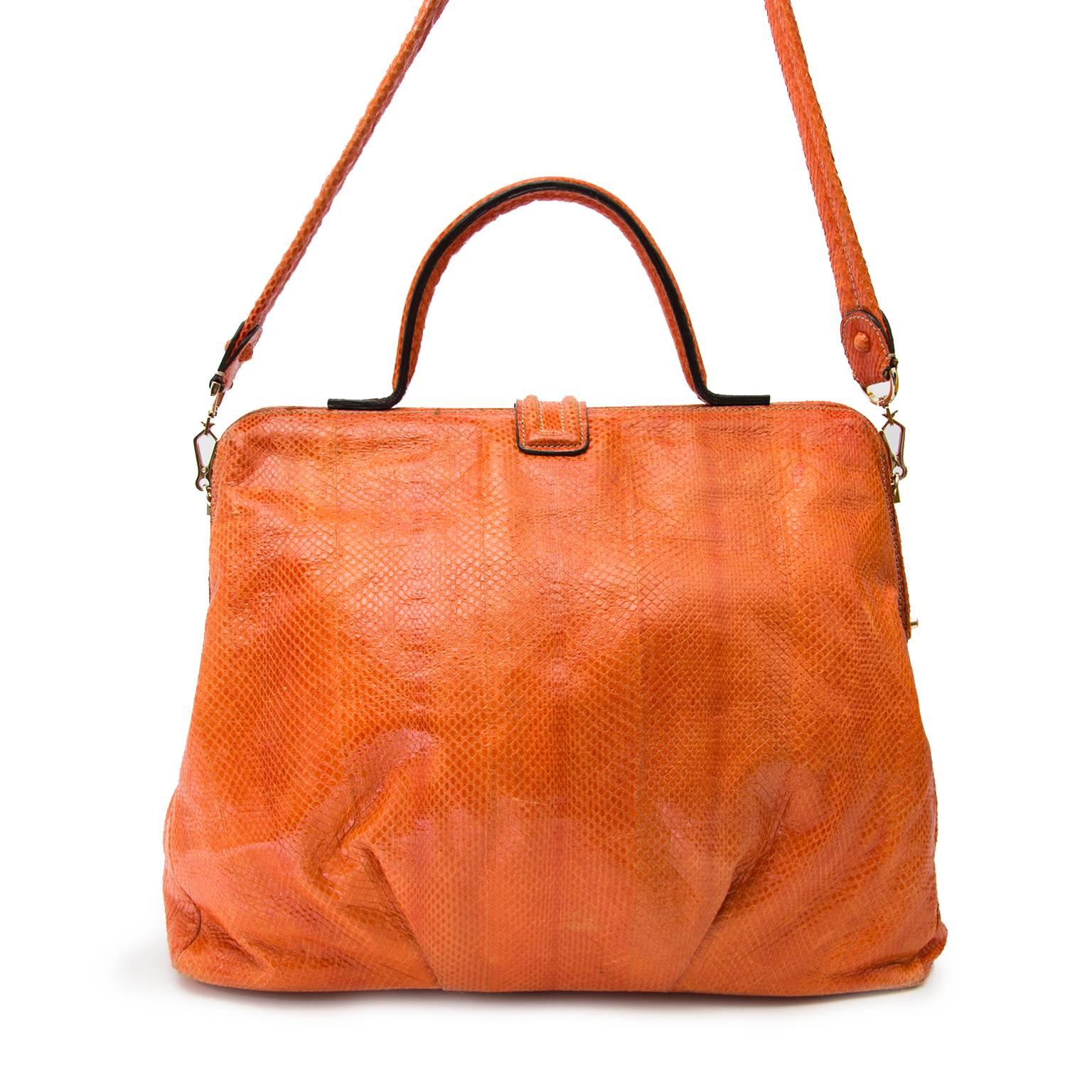 Zagliani Orange Python Large Hobo Bag 2