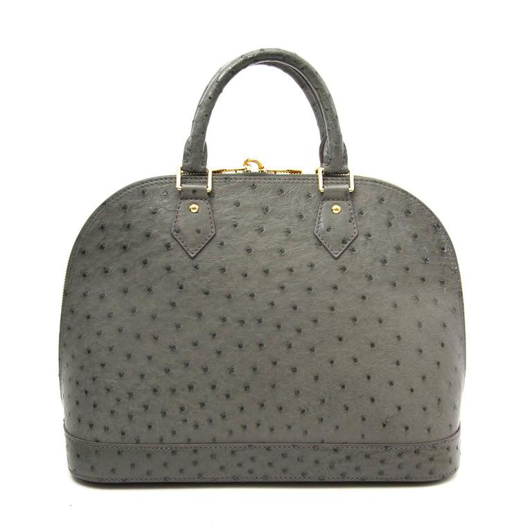Louis Vuitton Alma PM Grey Ostrich For Sale at 1stDibs