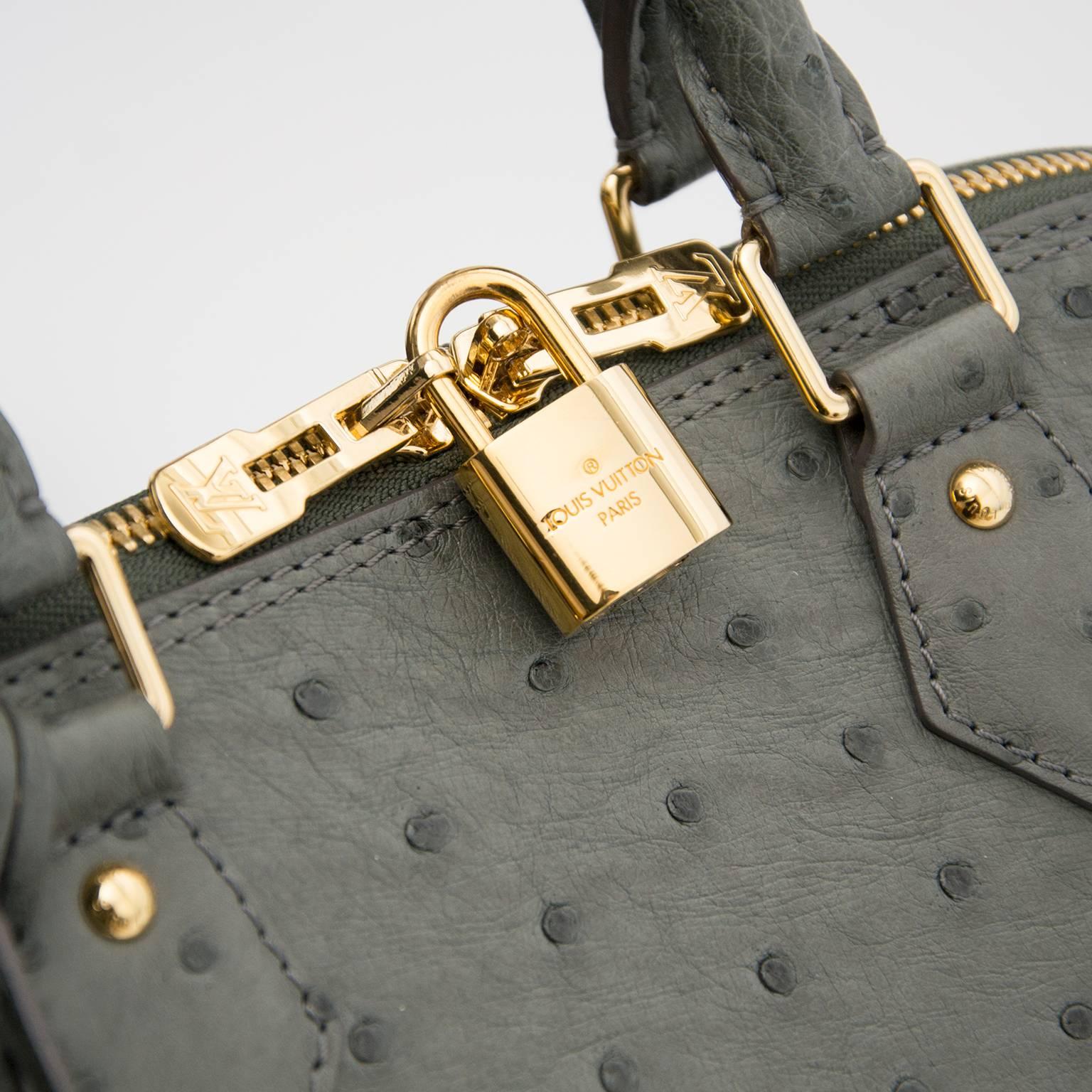 Women's Louis Vuitton Alma PM Grey Ostrich