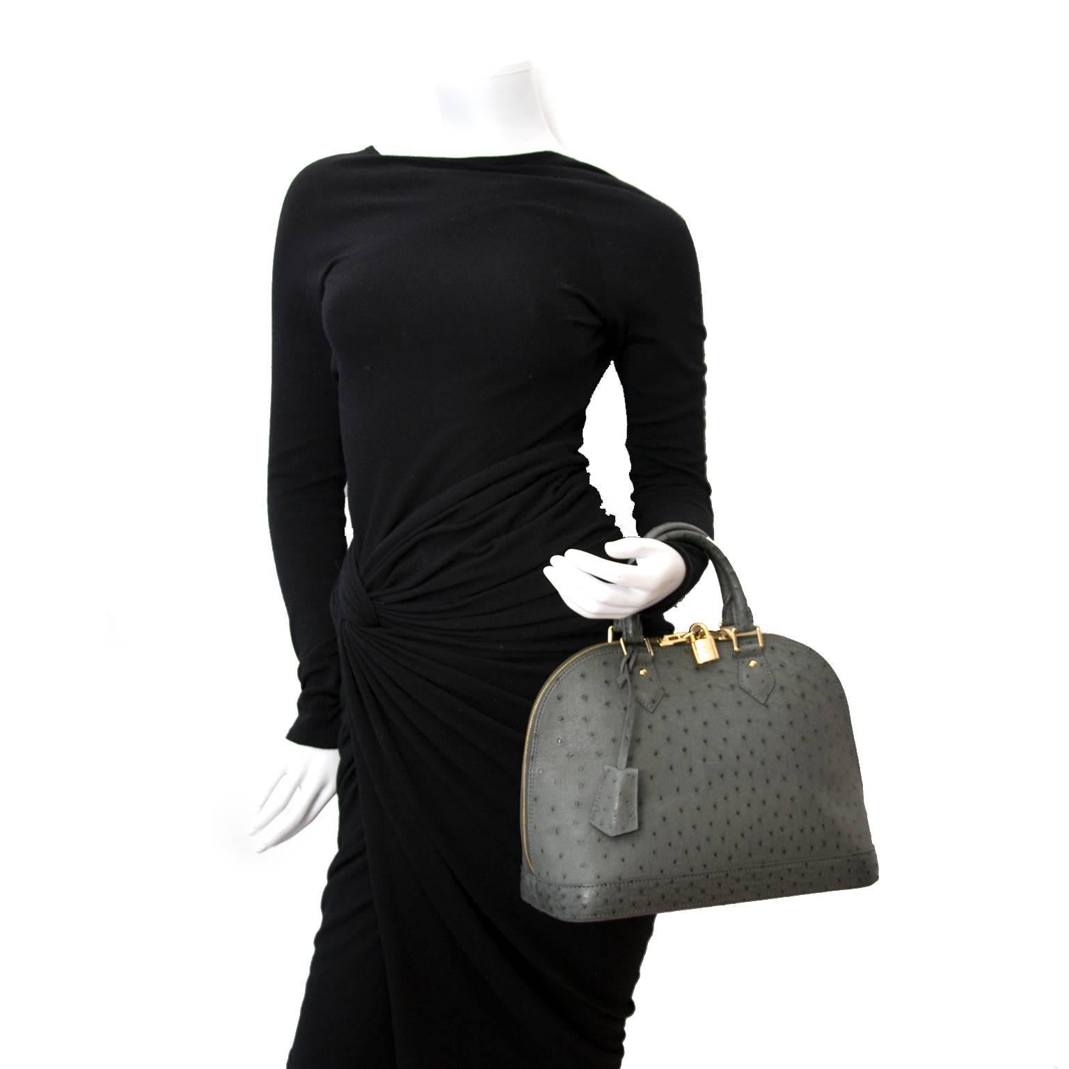 Gray Louis Vuitton Alma PM Grey Ostrich