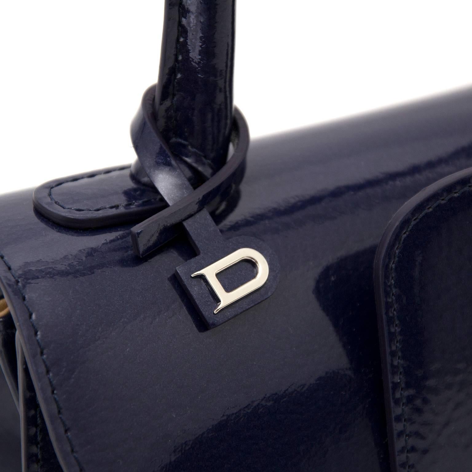 Black Brand*New Delvaux Brillant mini vernis indigo