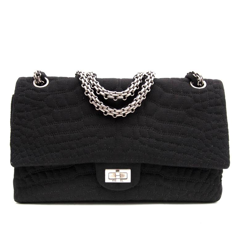 Chanel Large 2.55 Black Fabric Bag at 1stDibs chanel fabric bag