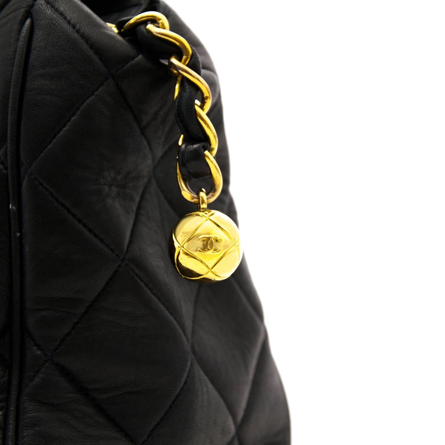Black Chanel Navy Quilted Leather Shopper
