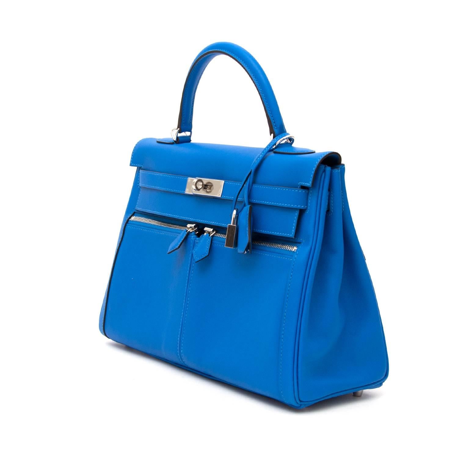 Hermès Kelly Lakis 32 Veau Swift Bleu Hydra PHW at 1stDibs