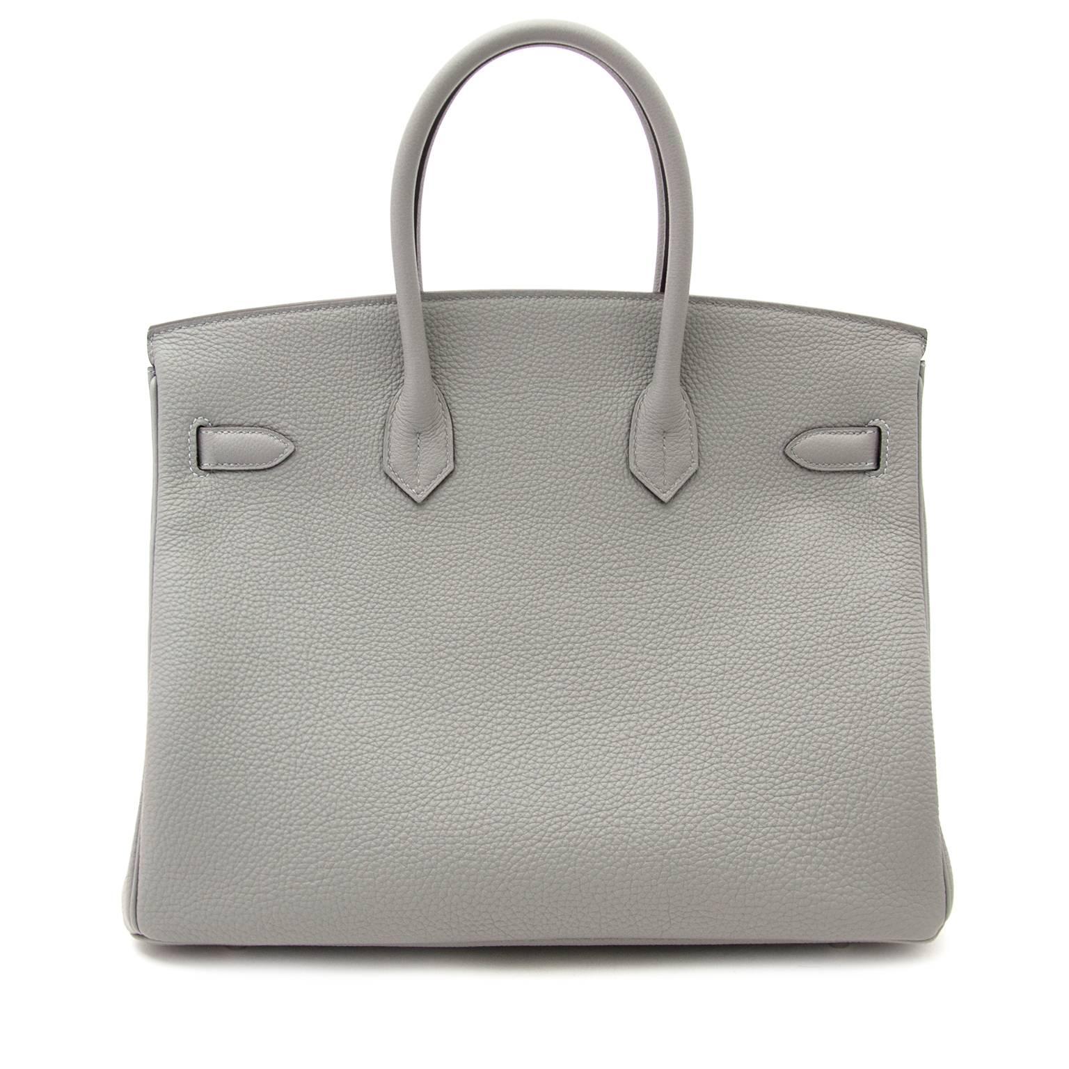 Gray Brand New Hermes Birkin 35cm Bicolor Gris Mouette Togo And Blue Agathe