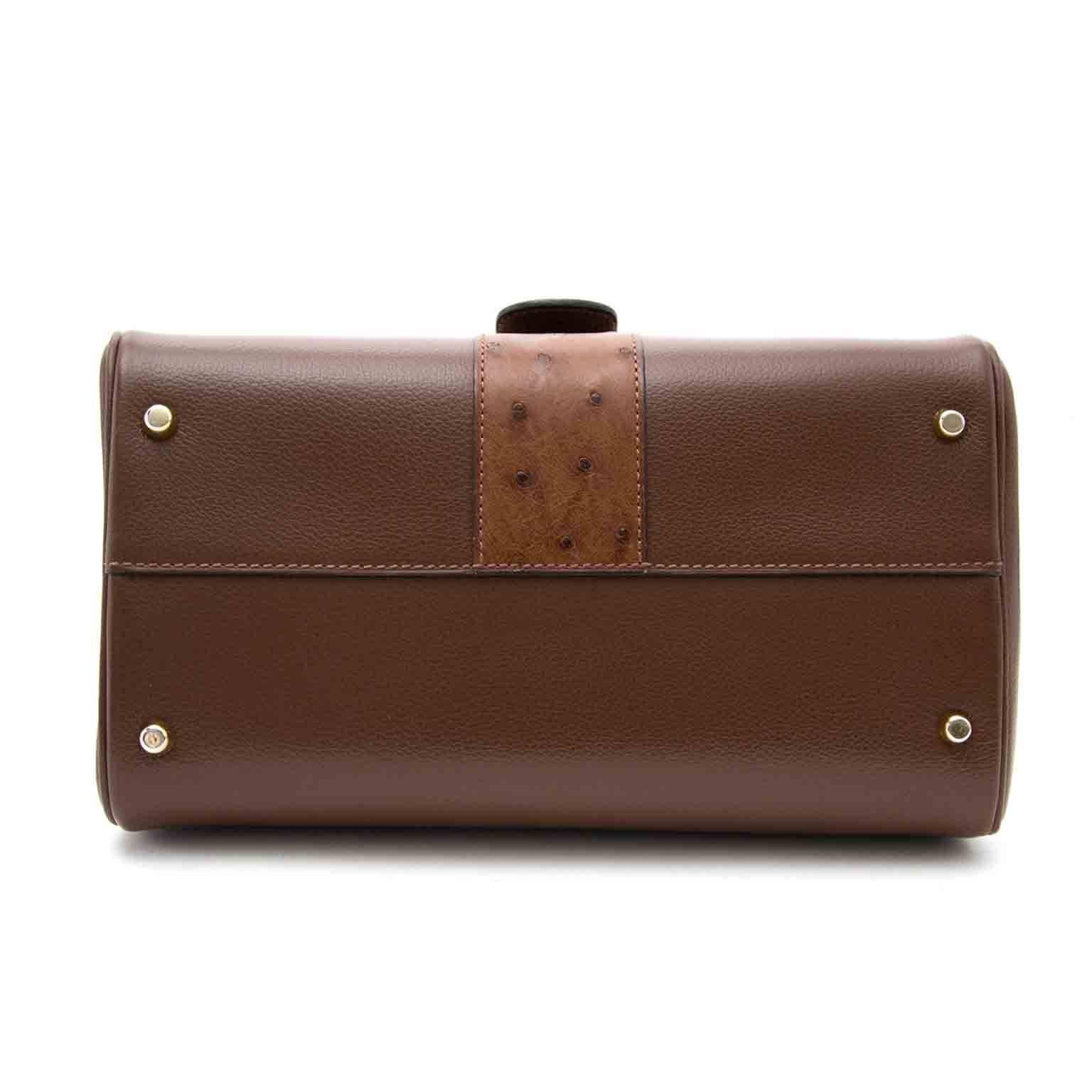 Brown AS NEW Delvaux Brillant PM ostrich