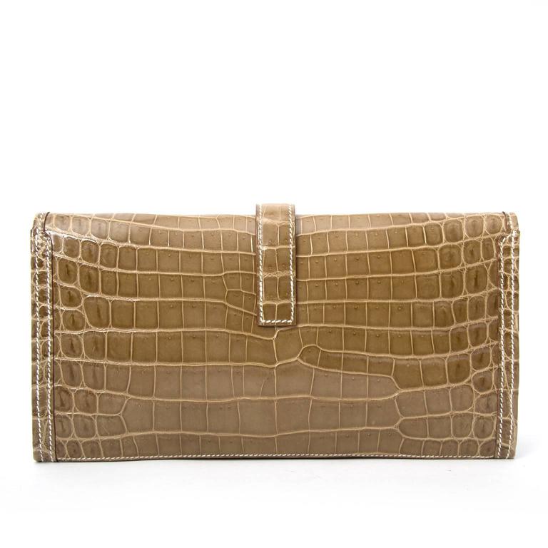 HERMES Shiny Porosus Crocodile Jige Elan 29 Clutch Graphite 1196950