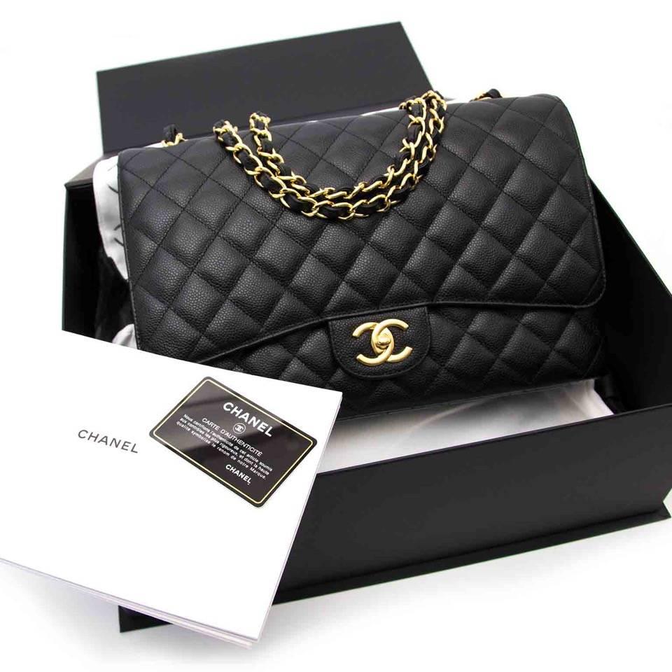 Chanel Black Maxi Caviar Classic Double Flap Bag  1