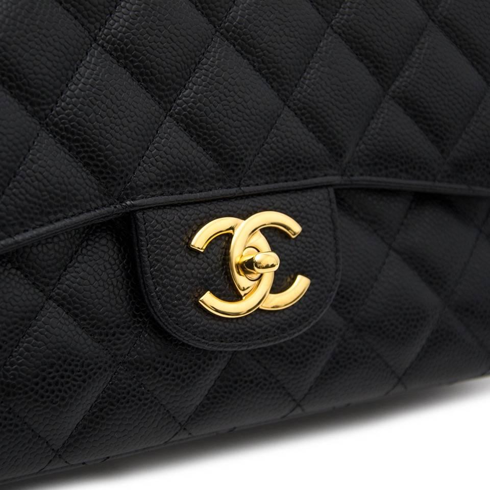 Chanel Black Maxi Caviar Classic Double Flap Bag  2