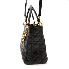 Christian Dior Supple Black Lady Dior Lambskin Bag