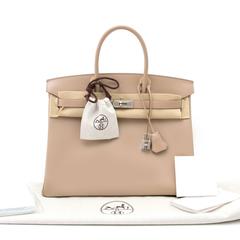 Brand new Hermès Birkin 35 Guilloche Tadelakt Argile