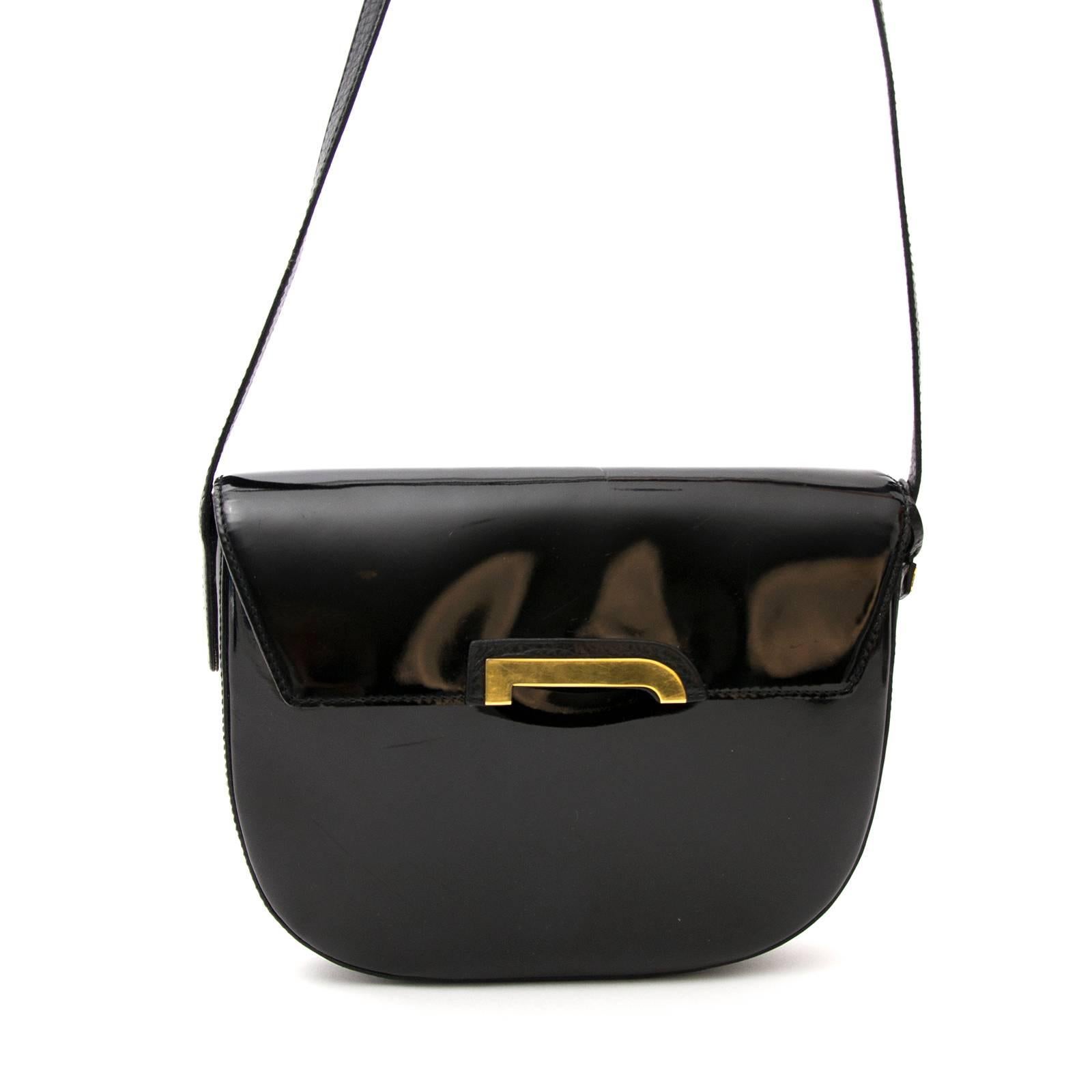 Women's or Men's Delvaux Black Crossbody Bag Patent Leather 