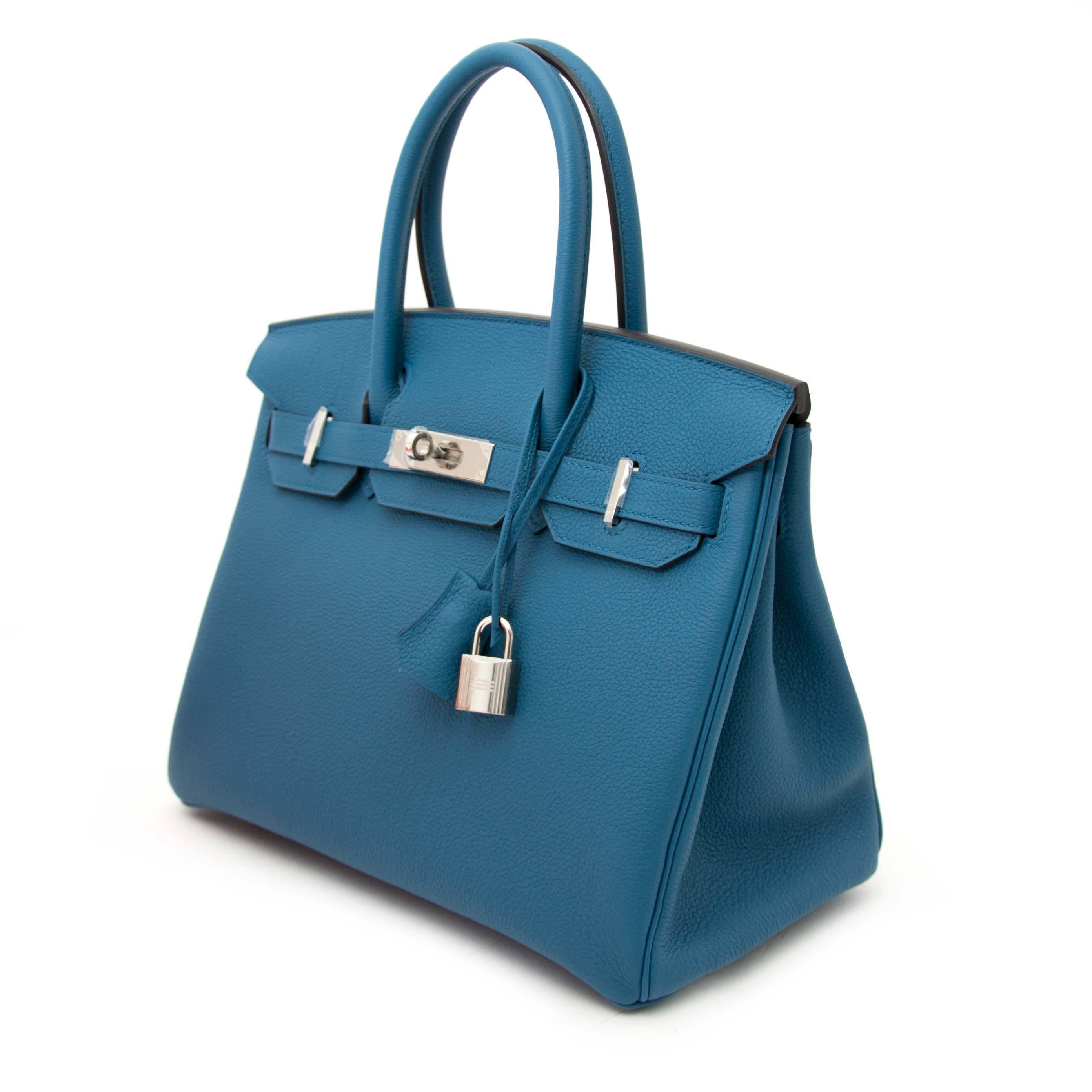 Hermes Birkin 30 Cobalt PHW In New Condition In Antwerp, BE