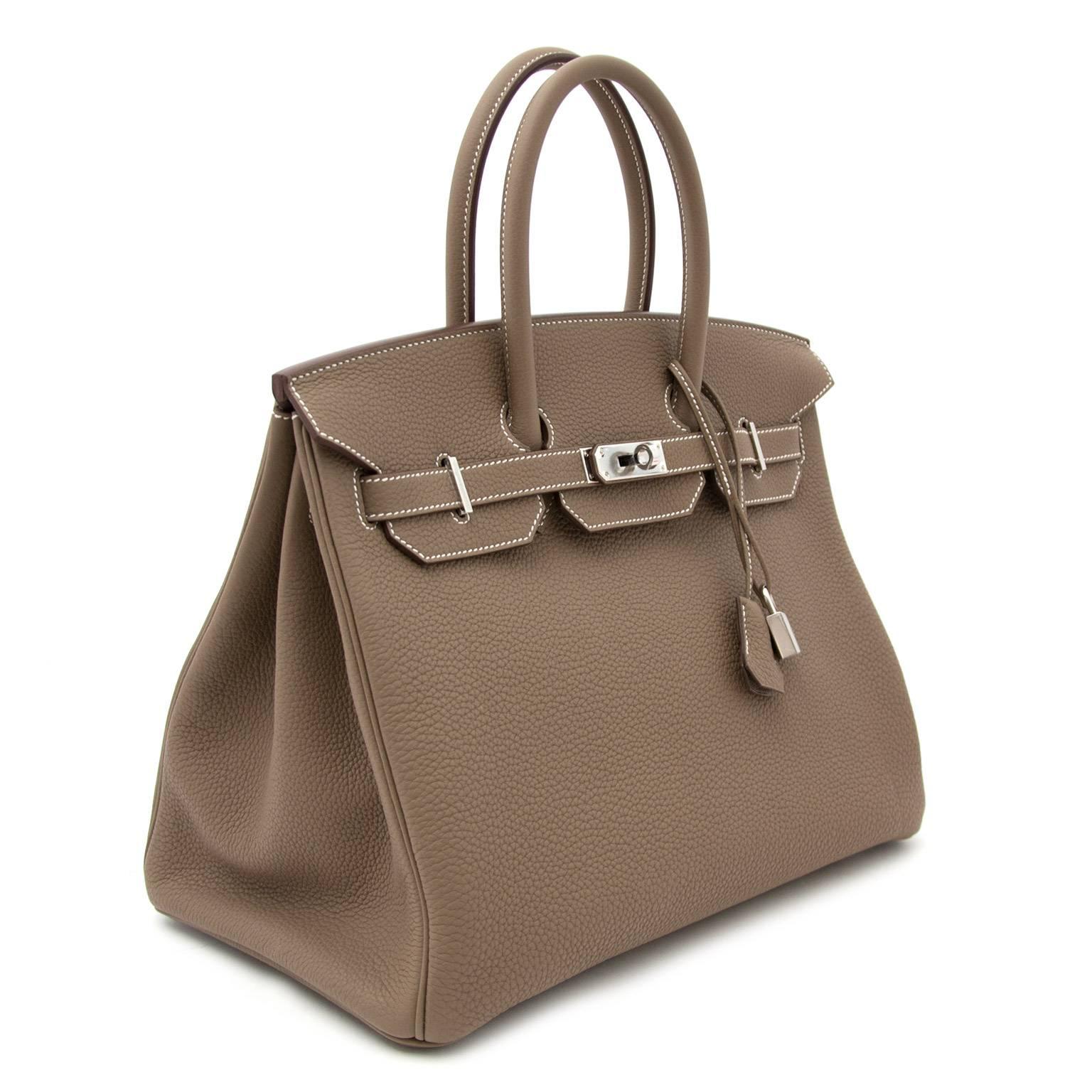 Hermès Birkin 35 Togo Etoupe PHW In New Condition In Antwerp, BE