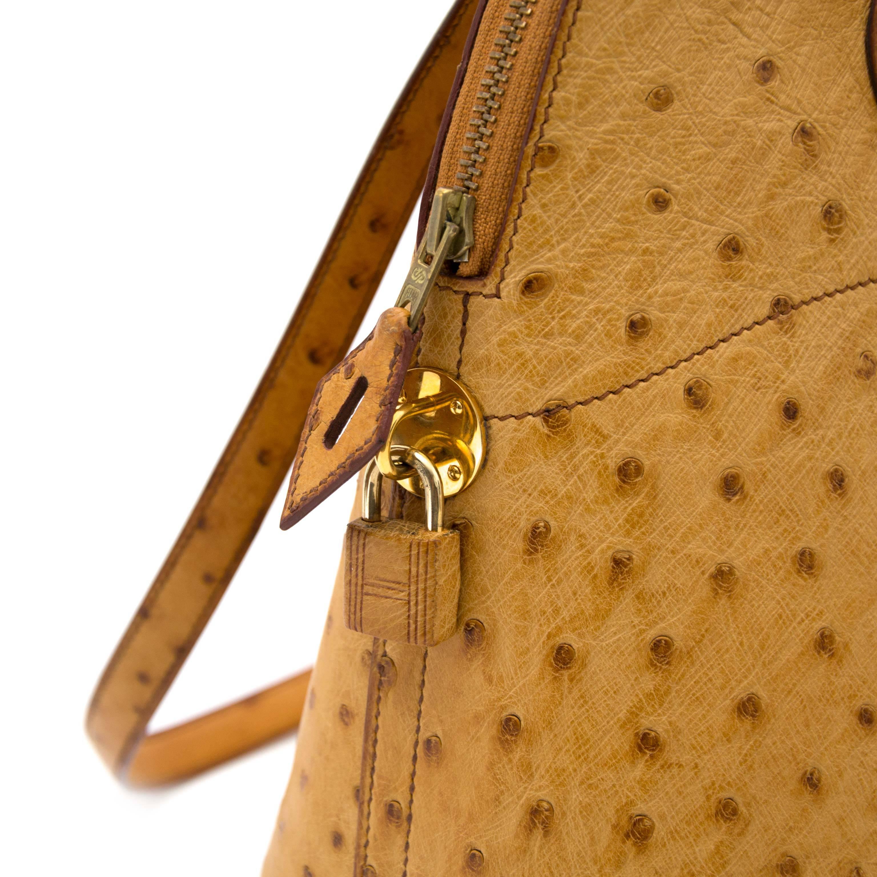 Hermes Rare Ostrich Bolide Brown + strap In Excellent Condition In Antwerp, BE