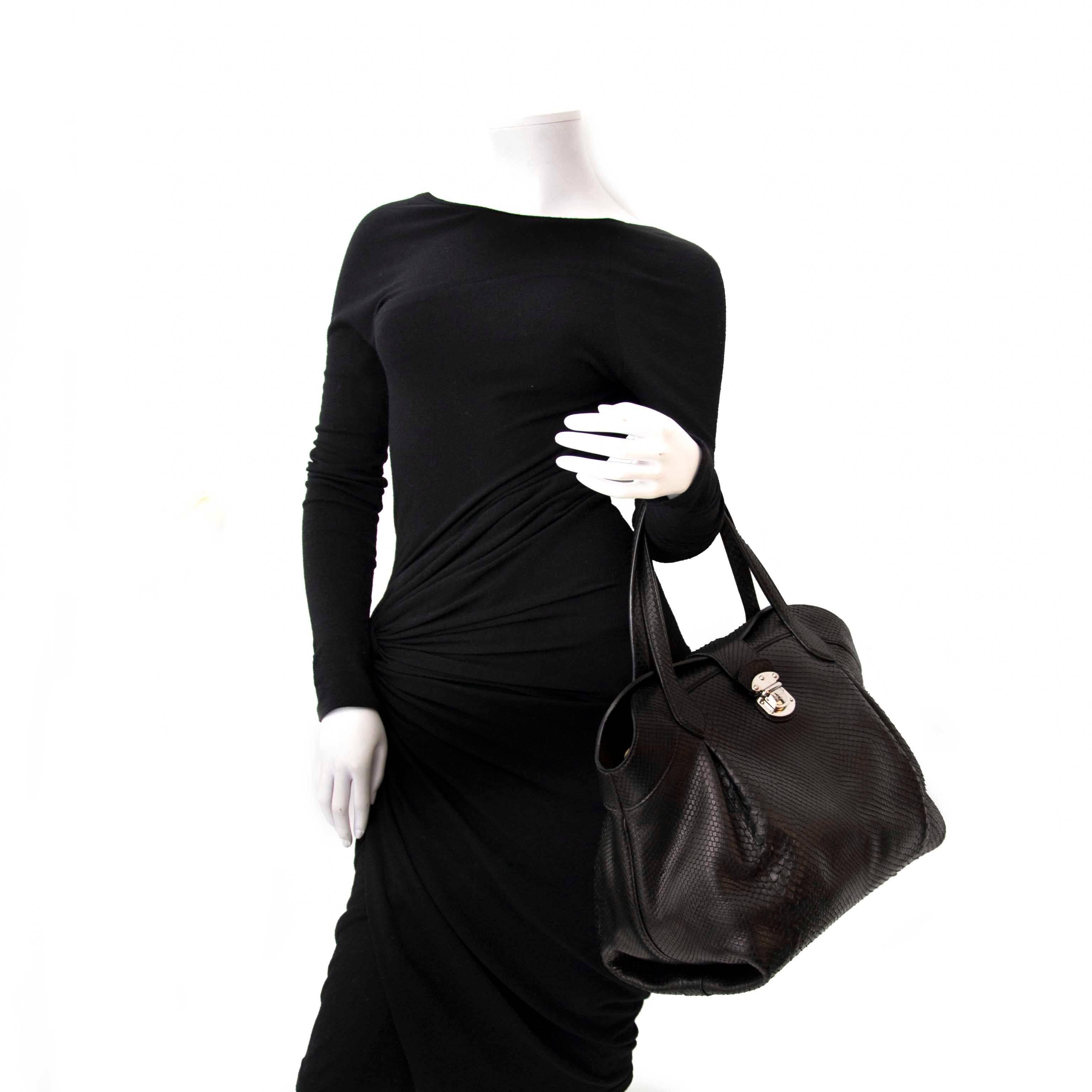 Black Louis Vuitton Limited Python Top Handle Bag