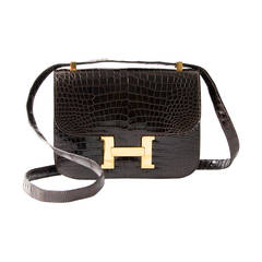 Hermes Marron Crocodile Constance GHW