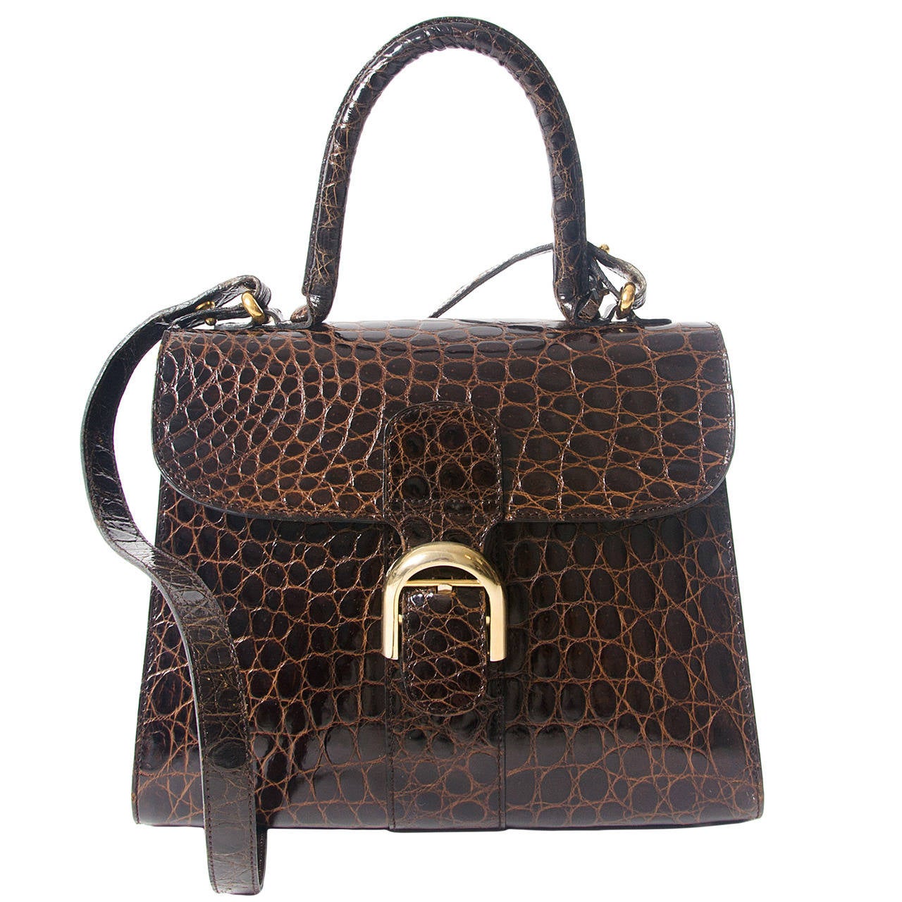 Delvaux Brown Croco Brillant MM