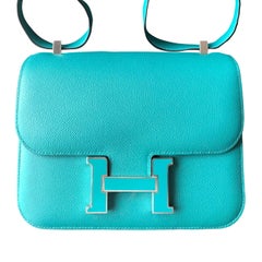 Hermès Constance Verso 24 Bleu Paon & Menthe Epsom with Enamel 5