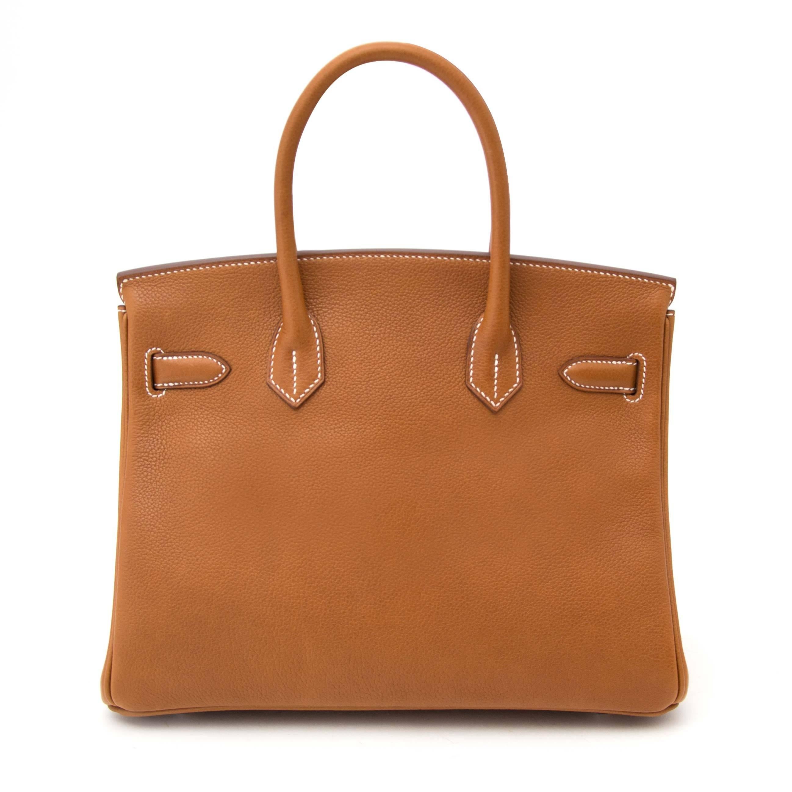 Brown Very Rare Hermes Birkin 30 Fauve Barenia Faubourg 