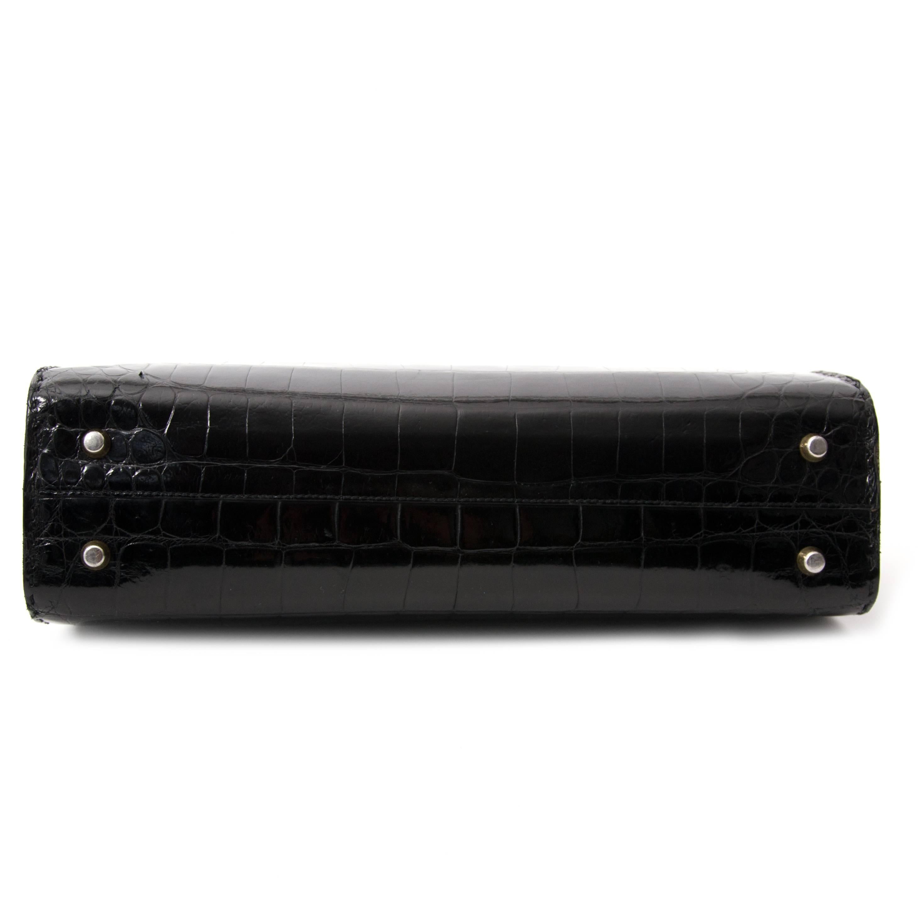 Delvaux Croco Black Evening Bag In Excellent Condition In Antwerp, BE